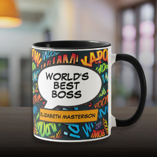 Caneca Melhor Chefe Alguma Vez Divertido Retrô De Pop