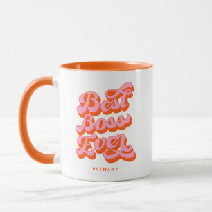 Caneca Melhor Chefe Alguma Vez Retro Orange Custom Name M