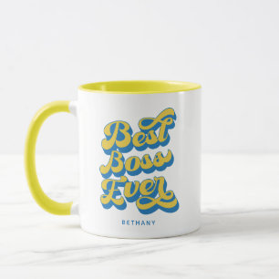 Caneca Melhor Chefe Alguma Vez Retro Yellow Custom Name M