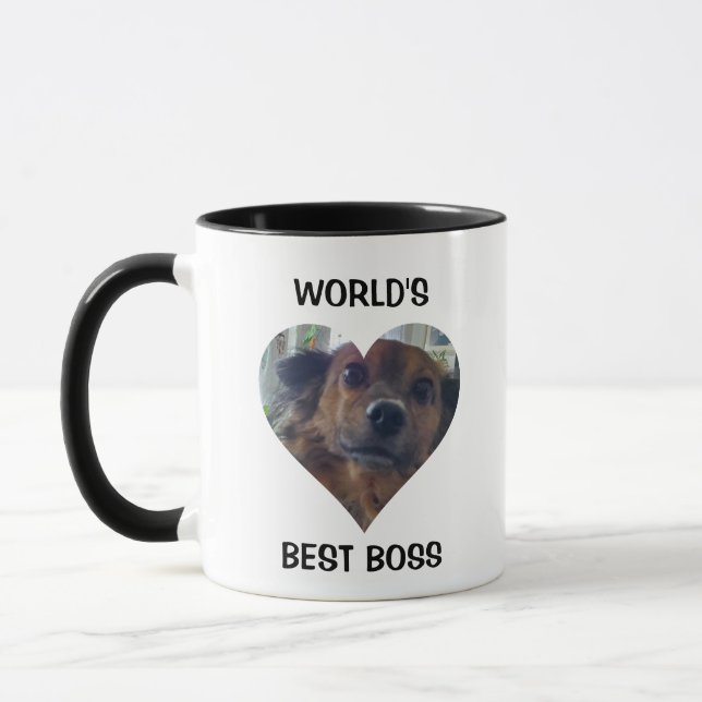 Caneca Melhor Chefe do Mundo | Imagem e nome do cão engra (Esquerda)