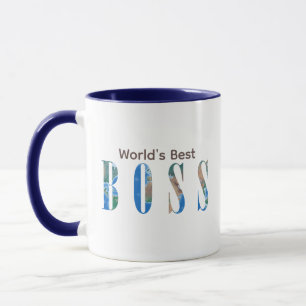 Caneca Melhor Chefe do Mundo, Mapa Físico da Terra, Brown