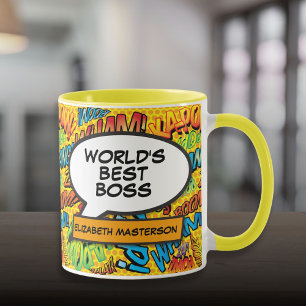 Caneca Melhor Chefe Já Diversão Do Livro De BD De Pop