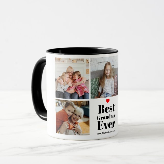 Caneca Melhor Colagem de Fotos da Avó Ever Heart 5 (Frente Esquerda)