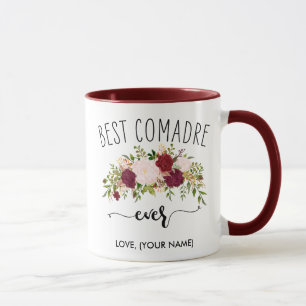 Caneca MELHOR COMADRE de sempre (SEU NOME) Marsala Buquê