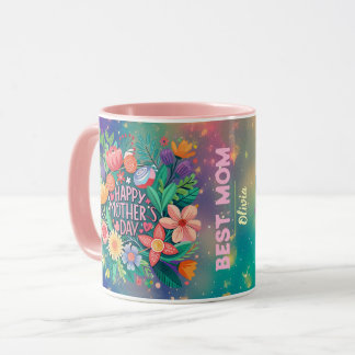 Caneca Melhor Dia de as mães MOM — nome personalizado par