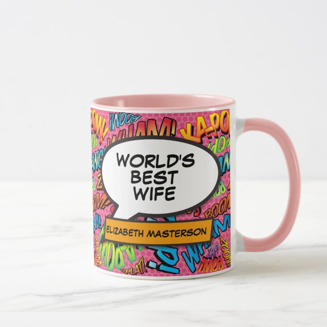Caneca Melhor Esposa do Mundo Diversão Retro Quadrinhos R (Direita)