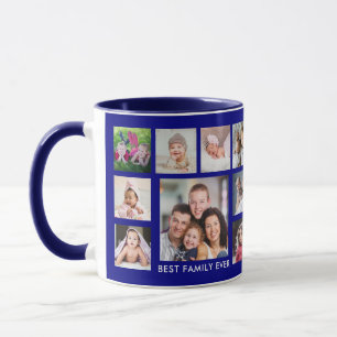 Caneca Melhor Família Nome 18 Marinho de Colagem de Fotos