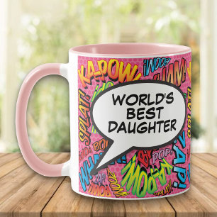Caneca Melhor Filha do Mundo Diversão Moderna Retrô Cômic