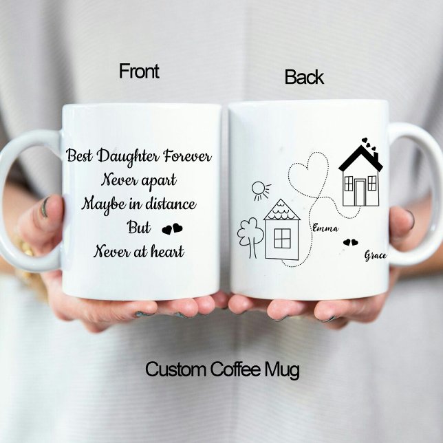 Caneca Melhor Filha e Pai Amor Longa Distância Café (Best Daughter and Father Long Distance Love Coffee Mug)