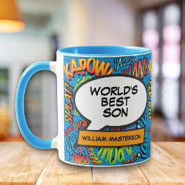 Caneca Melhor Filho do Mundo Diversão Retro Quadrinhos Po