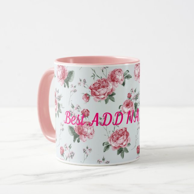 Caneca Melhor Floral Moderno Elegante (Frente Esquerda)