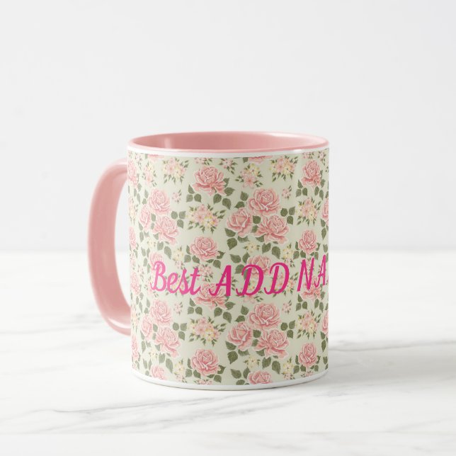 Caneca Melhor Floral Moderno Elegante (Frente Esquerda)