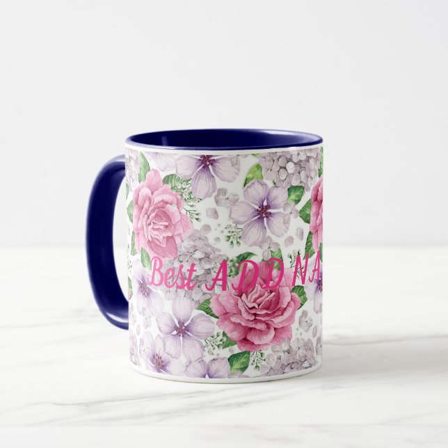 Caneca Melhor Floral Moderno Elegante (Frente Esquerda)