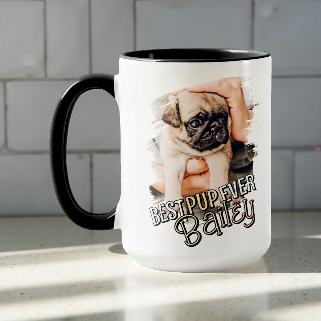 Caneca Melhor Foto De Pet Dog De Grunge Legal Moderno (Criador carregado)