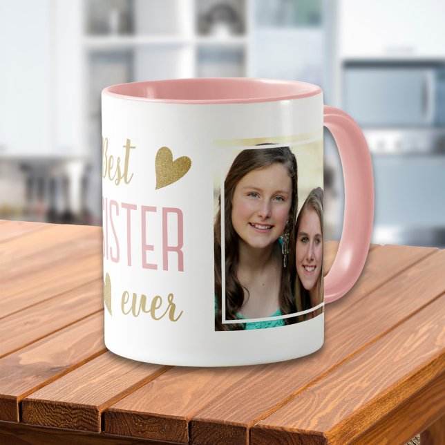 Caneca Melhor Irmã de Todos os Tempos 2 Foto Rosa e Doura (Criador carregado)