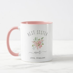 Caneca Melhor Irmã Nunca   Bonito Rosas Rosa Elegantes