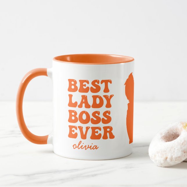Caneca Melhor Lady Boss Alguma Vez - Nome Personalizado L (Com Donut)
