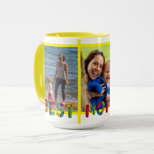 Caneca Melhor Mãe Alguma Vez Colagem de Fotos Personaliza (Frente Esquerda)