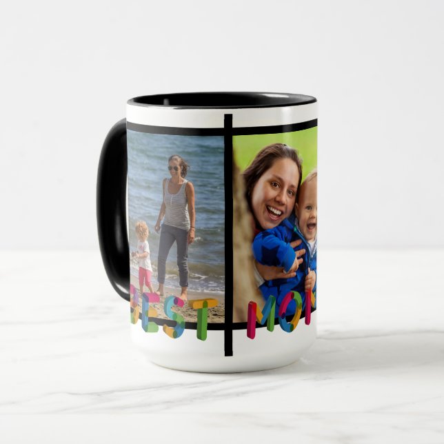 Caneca Melhor Mãe Alguma Vez Colagem de Fotos Personaliza (Frente Esquerda)