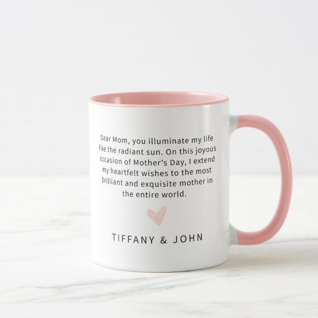 Caneca Melhor Mãe Alguma Vez Cor-de-Rosa Mensagem Bonita (Direita)