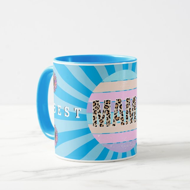 Caneca Melhor Mãe Blue Floral Personalizar (Frente Esquerda)