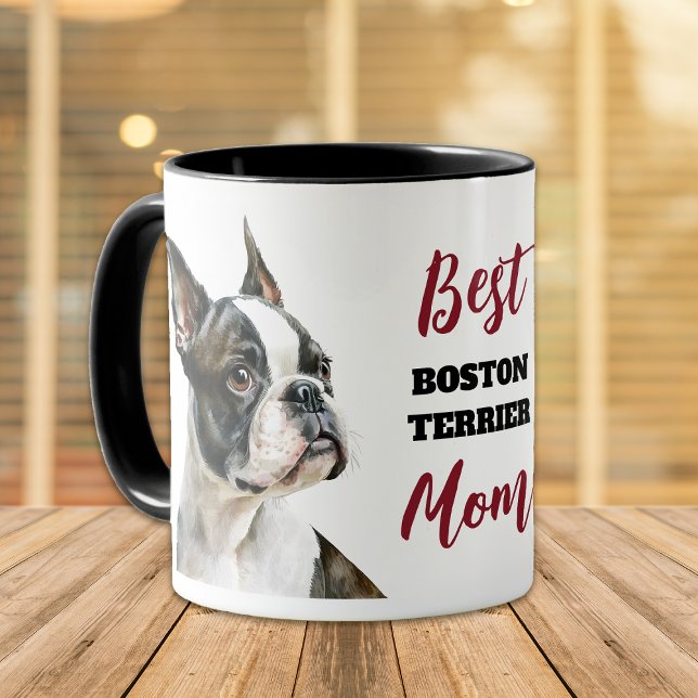 Caneca Melhor mãe de cachorro de Boston Terrier (Criador carregado)