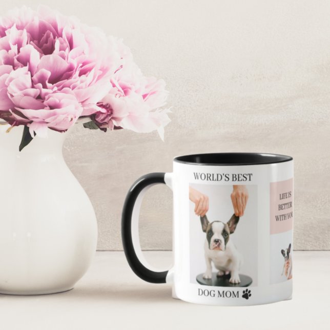 Caneca Melhor Mãe de Cachorro | Foto de Colagem | Rosa Pa (Criador carregado)