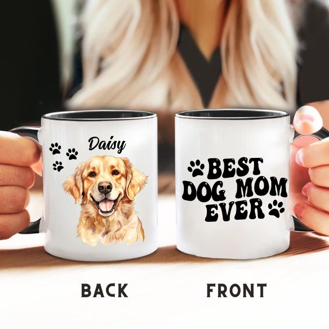 Caneca Melhor Mãe de Cachorro Nunca Ouro Personalizada (Criador carregado)