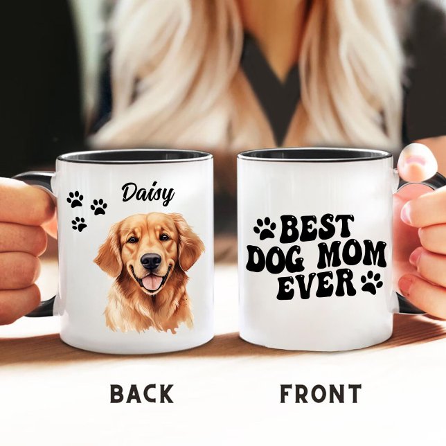 Caneca Melhor Mãe de Cachorro Nunca Ouro Personalizada (Criador carregado)
