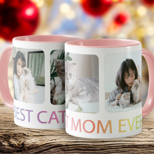 Caneca Melhor Mãe de Gato de Sempre Colagem de Fotos Cane