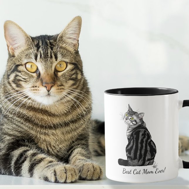 Caneca Melhor Mãe de Gato de Todos os Tempos Tabby Pratea (Criador carregado)