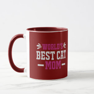 Caneca Melhor Mãe de Gato do Mundo Moderno Burgundy Tipog