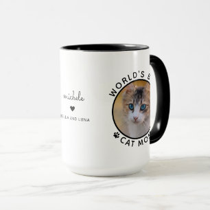 Caneca Melhor Mãe de Gato Duas Fotos Tipografia Moderna