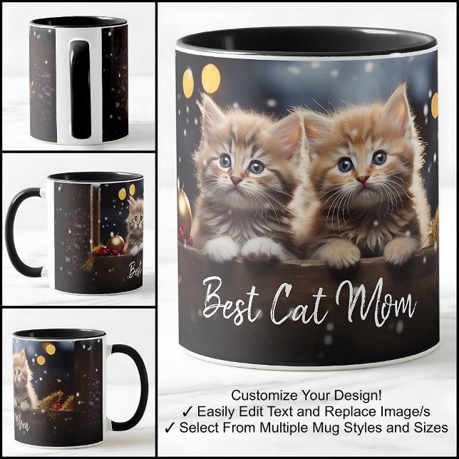 Caneca Melhor Mãe de Gato Modelo de Uma Foto Com Texto Ch (Criador carregado)
