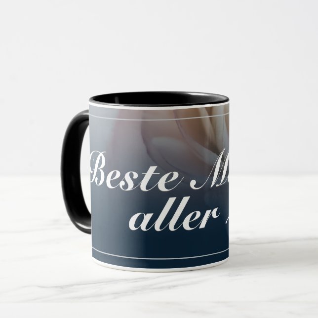 Caneca Melhor mãe de todos os tempos com grande rosa rosa (Frente Esquerda)