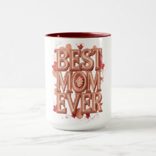 Caneca Melhor Mãe de Todos os Tempos Design 3D Dourado   