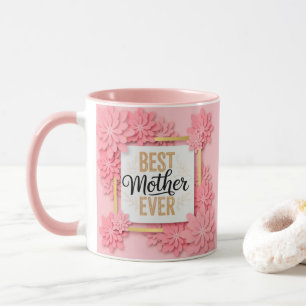 Caneca "Melhor Mãe de Todos os Tempos" Floral Rosa I Dia