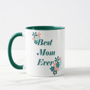 Caneca Melhor Mãe Design Floral Verde