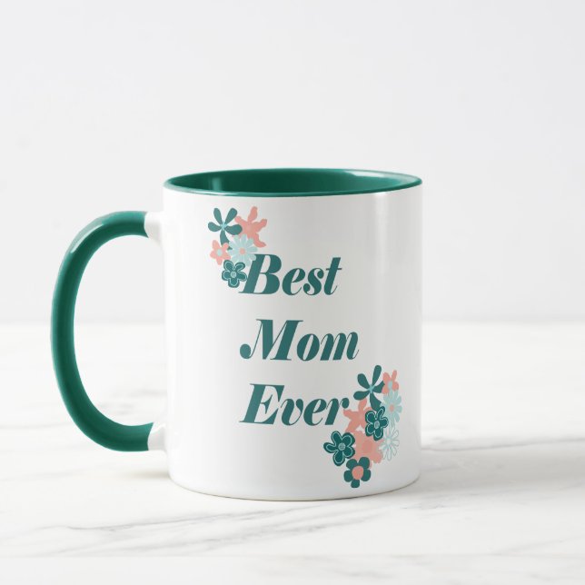 Caneca Melhor Mãe Design Floral Verde (Esquerda)