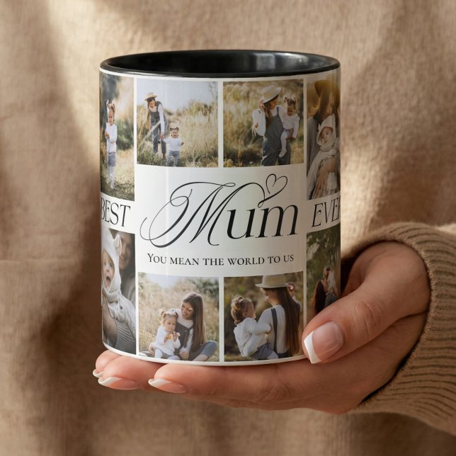 Caneca Melhor Mãe do Mundo Colagem de Fotos Personalizada (Best Mum Ever Personalized Photo Collage keepsake Mug)