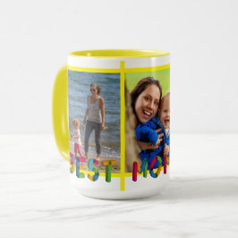 Caneca Melhor Mãe do Mundo Colagem de Fotos Personalizado
