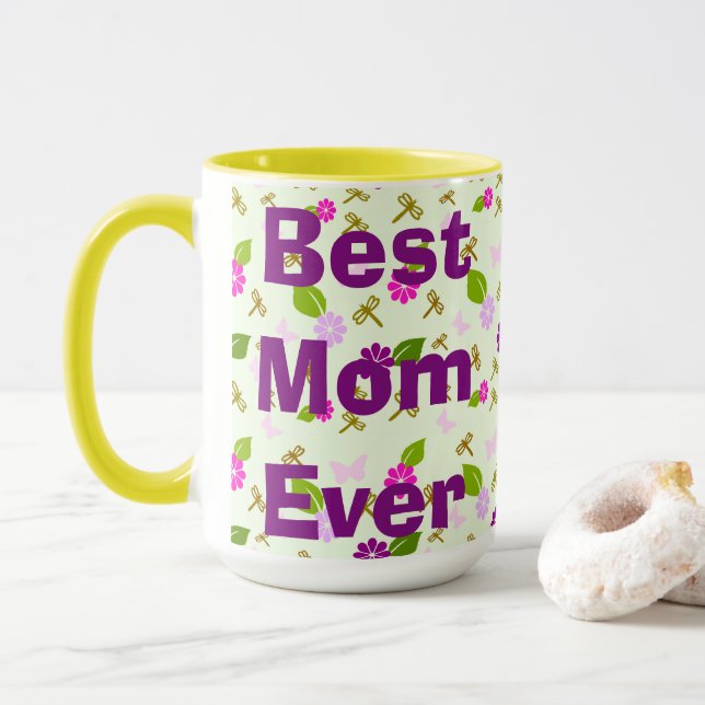 Caneca Melhor Mãe do Mundo Floral (Com Donut)