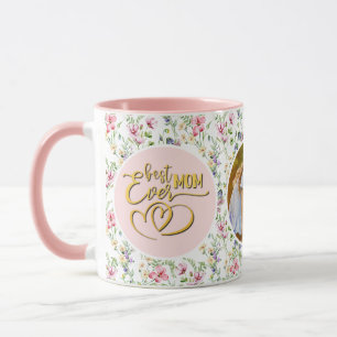 Caneca Melhor Mãe do Mundo Floral Foto Dia das Mães