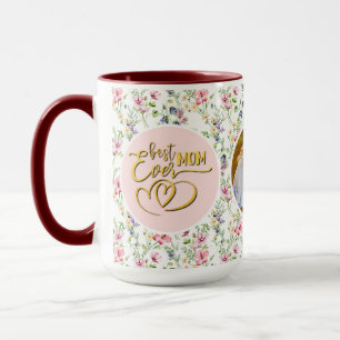 Caneca Melhor Mãe do Mundo Floral Foto Dia das Mães