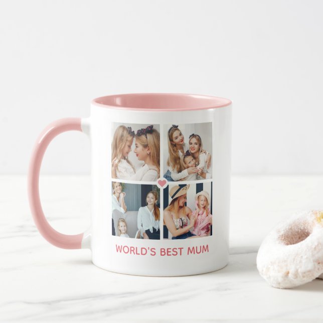 Caneca "Melhor Mãe do Mundo" personalizada com 8 fotos (Com Donut)