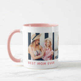 Caneca 'Melhor Mãe do Mundo' personalizado com 3 fotos