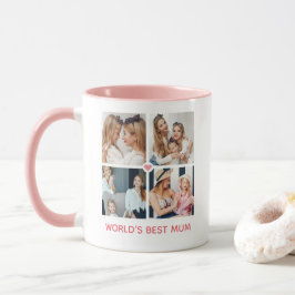Caneca 'Melhor Mãe do Mundo' personalizado com 8 fotos