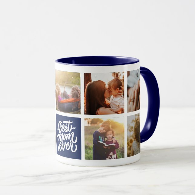 Caneca Melhor Mãe Já Personalizada Marinho Azul de Colage (Frente Esquerda)
