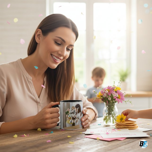 Caneca Melhor Mãe Nunca" com foto da mãe, Dia de as mães  (Criador carregado)