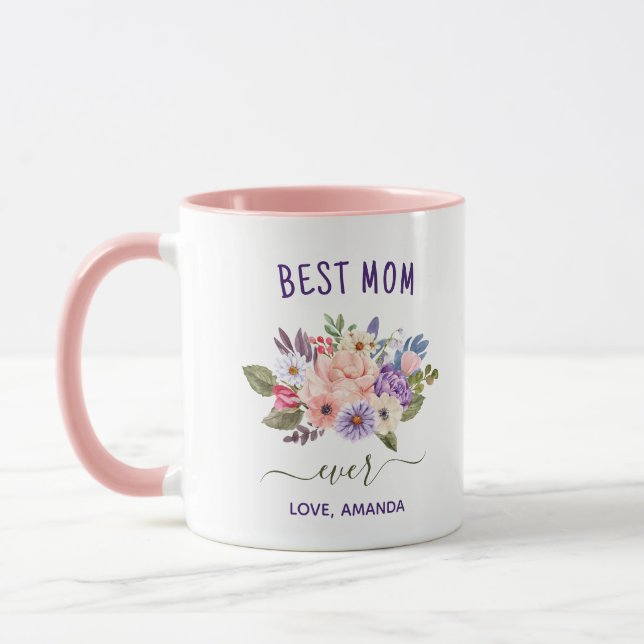 Caneca Melhor Mãe PERSONALIZÁVEL | Flores russas Bonito (Esquerda)